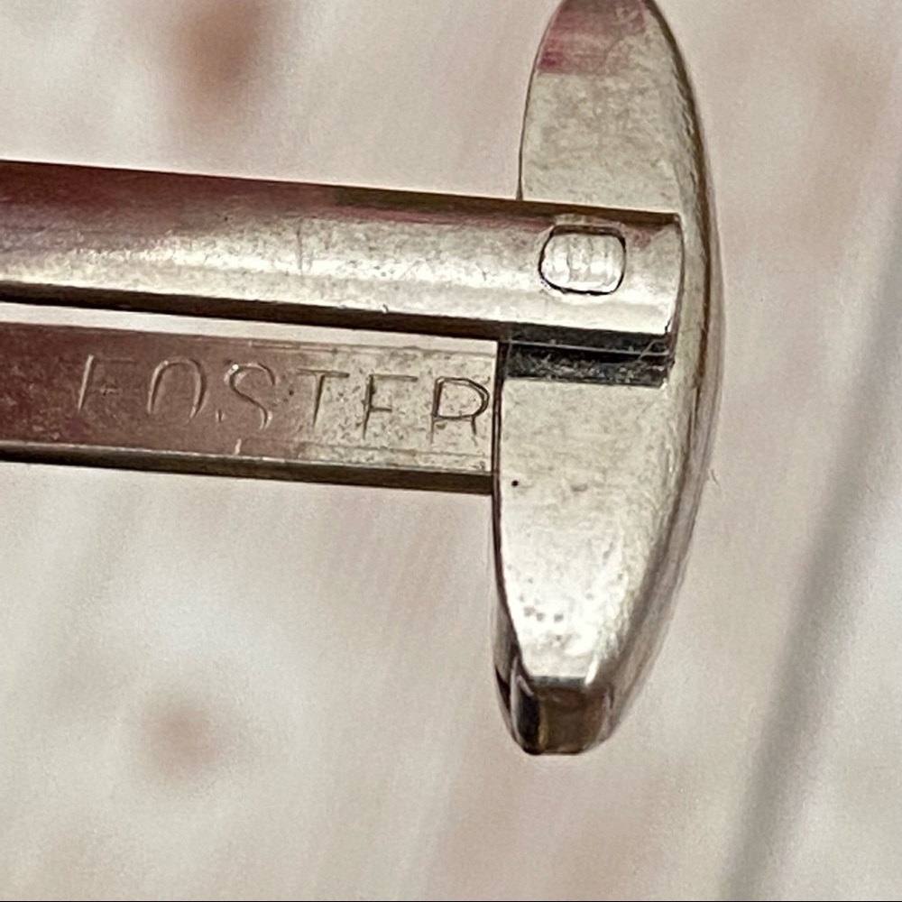 Vintage Foster Pat Pend Square CZ Stone Etched Silver-tone Cufflinks - Picture 9 of 9